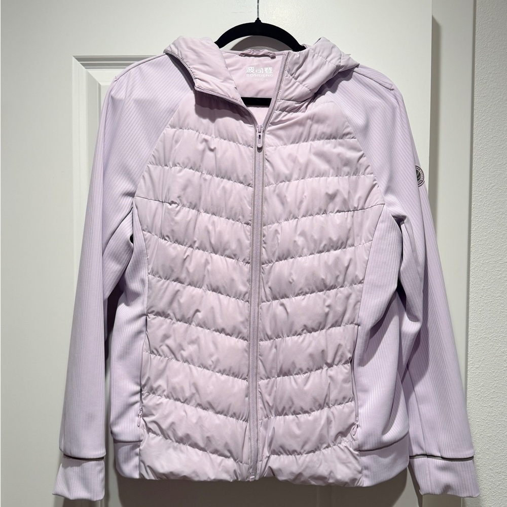 Women's Light Purple Hooded light down jacket